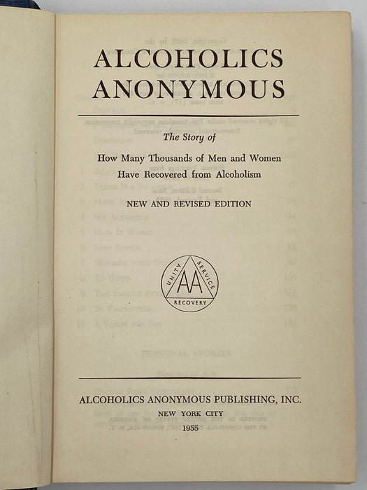 Alcoholics Anonymous Second Edition First Printing 1955 Recovery Collectibles