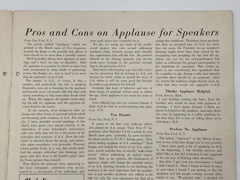The A.A. GRAPEVINE April 1948 Recovery Collectibles