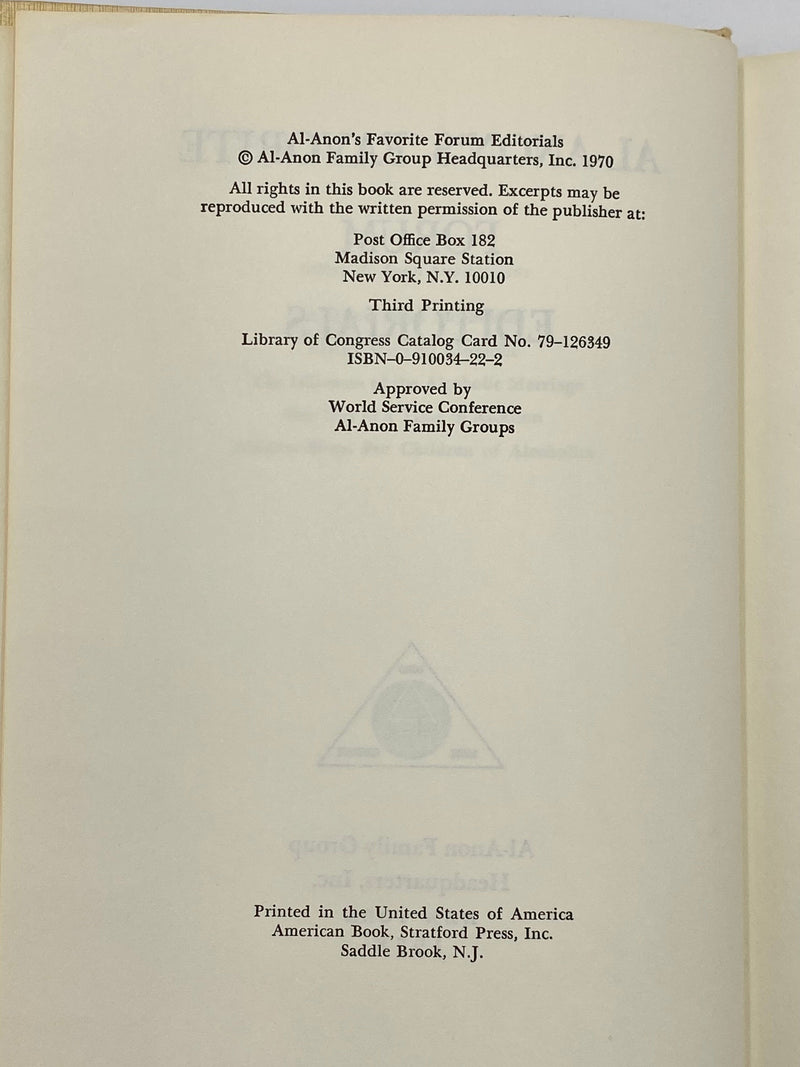Al-Anon’s Favorite Forum Editorials - 3rd Printing 1978 - ODJ Recovery Collectibles
