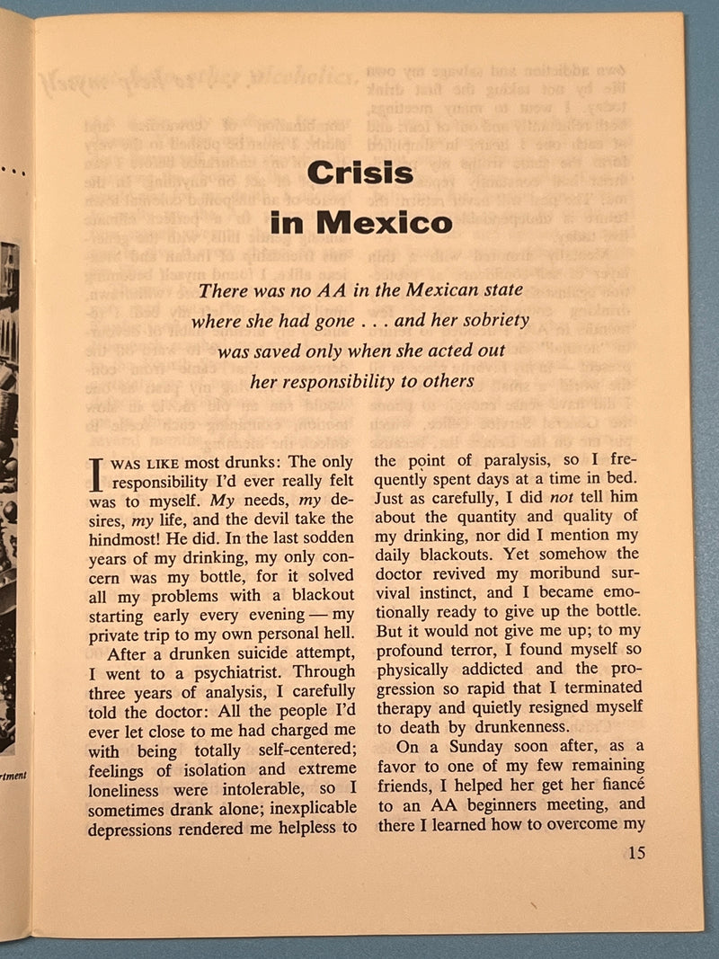 AA Grapevine from October 1969 - First World Service Meeting by Bill Recovery Collectibles