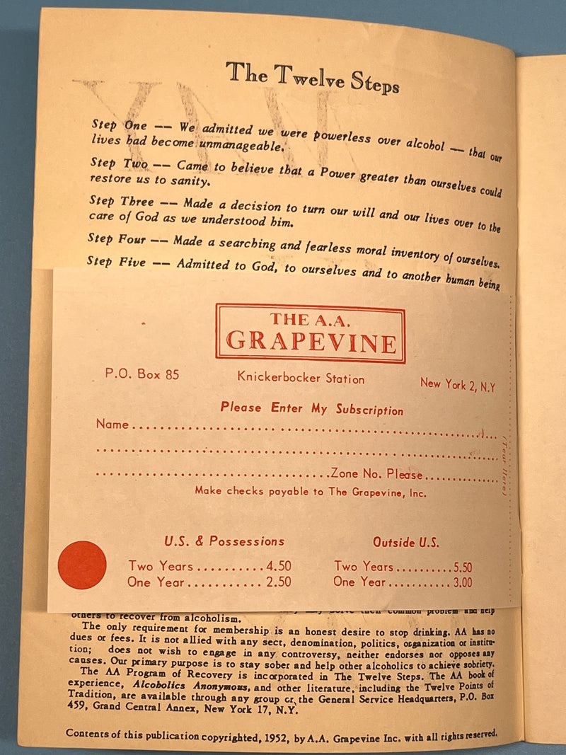AA Grapevine - May 1952 - Tradition Two by Bill Mark McConnell
