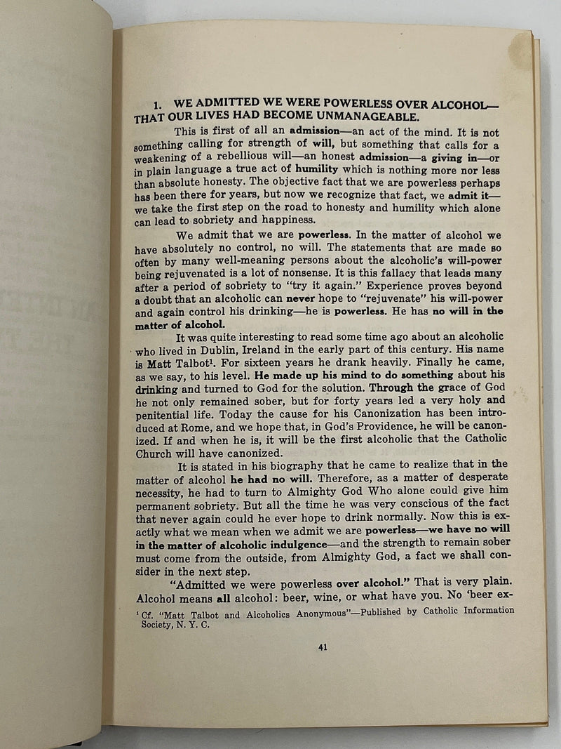 Signed by Father John Doe - Sobriety and Beyond - 1955 Ralph Pfau Recovery Collectibles