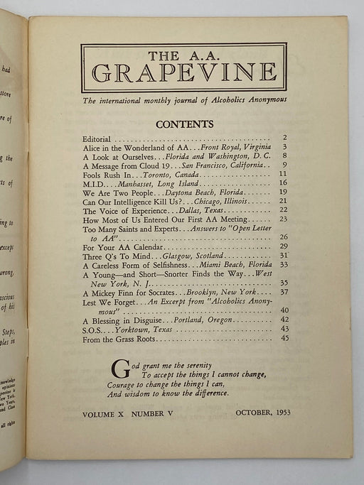 AA Grapevine October 1953 Recovery Collectibles