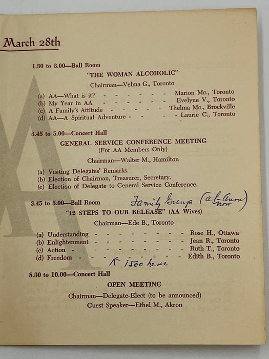 Program for the first Ontario Regional Conference of AA - 1953 Recovery Collectibles