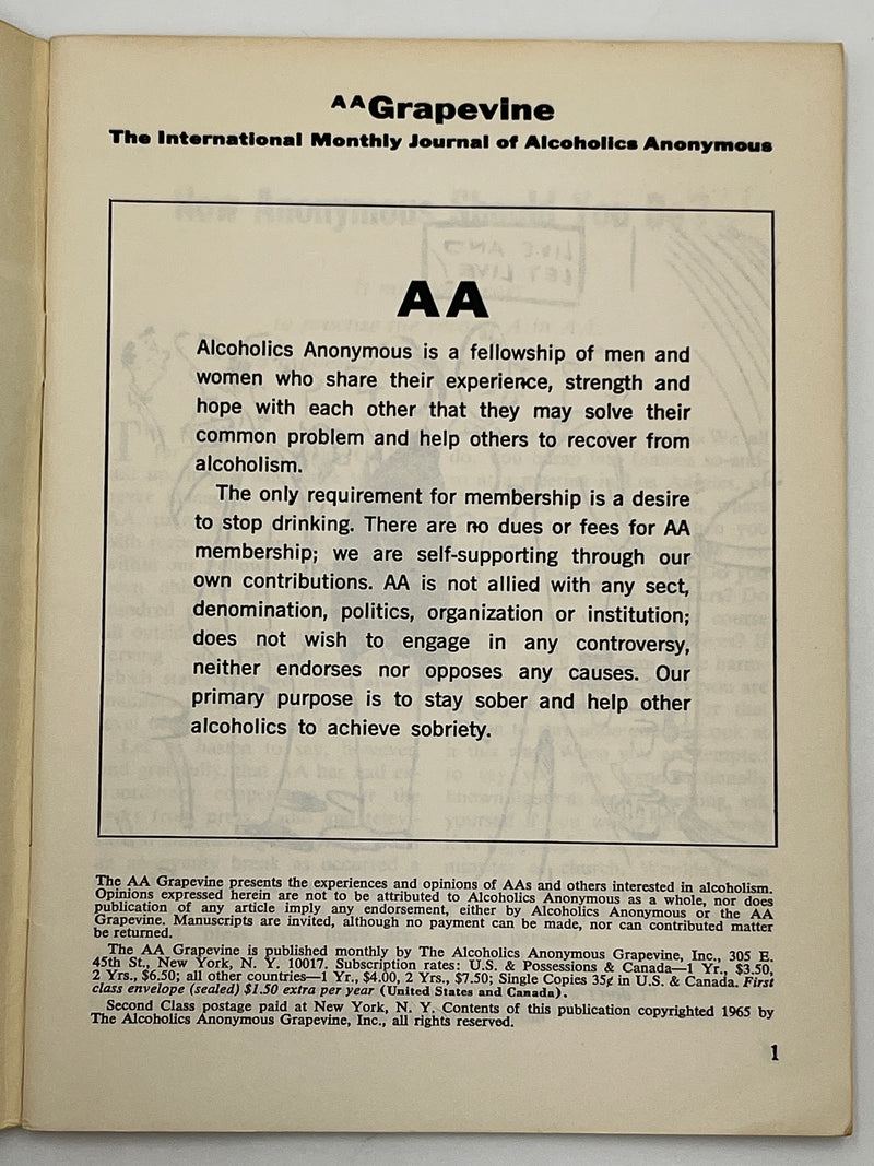 AA Grapevine from May 1965 - How Anonymous Should You Be? Mark McConnell