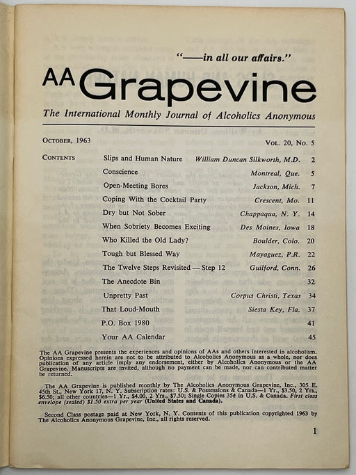 AA Grapevine from October 1963 - Silkworth Mark McConnell
