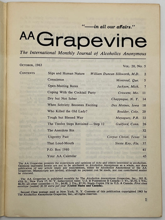 AA Grapevine from October 1963 - Silkworth Mark McConnell