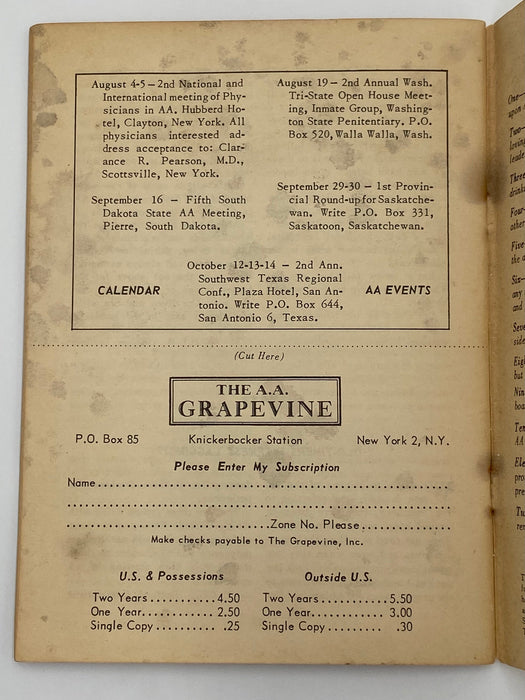 AA Grapevine August 1951 - Old-Timer Recovery Collectibles
