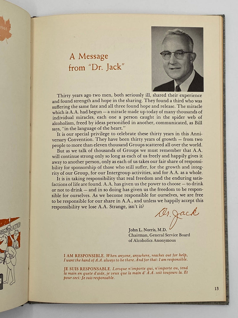 Anniversary Book - A.A. 30 - Toronto, Ontario, Canada - 1965 Recovery Collectibles