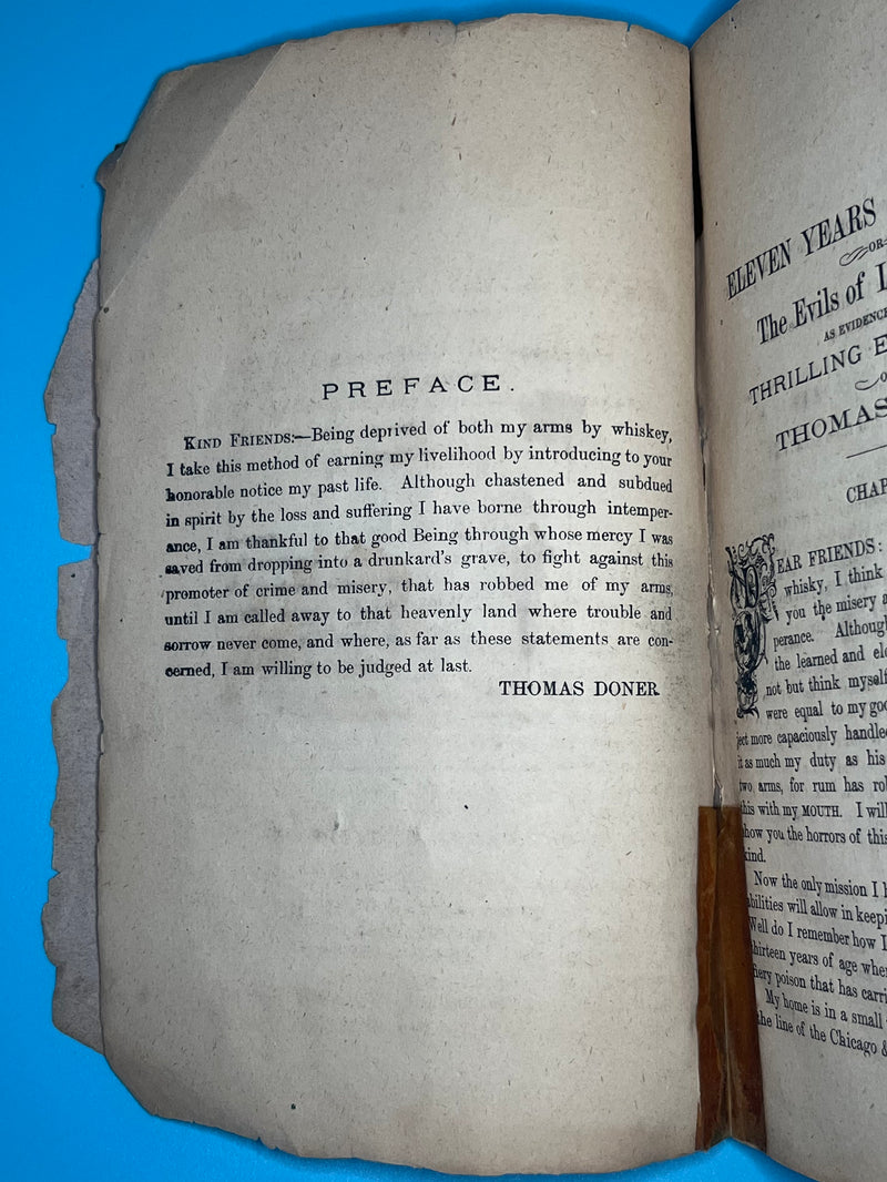 ELEVEN YEARS A DRUNKARD, - OR - THE LIFE OF THOMAS DONER Recovery Collectibles