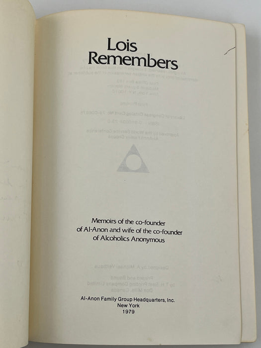 Signed by Lois W. - Lois Remembers - First Printing 1979 Recovery Collectibles