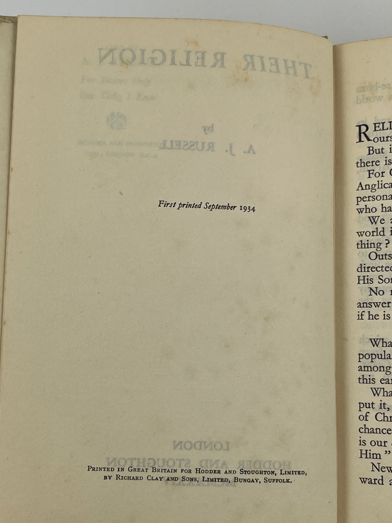 Their Religion by A.J. Russell - First Printing Recovery Collectibles