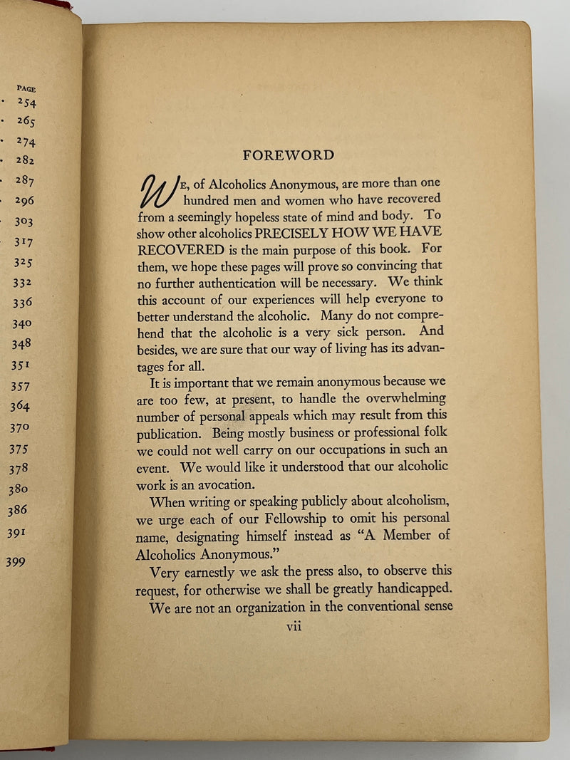 Alcoholics Anonymous First Edition First Printing from 1939 - RDJ Recovery Collectibles