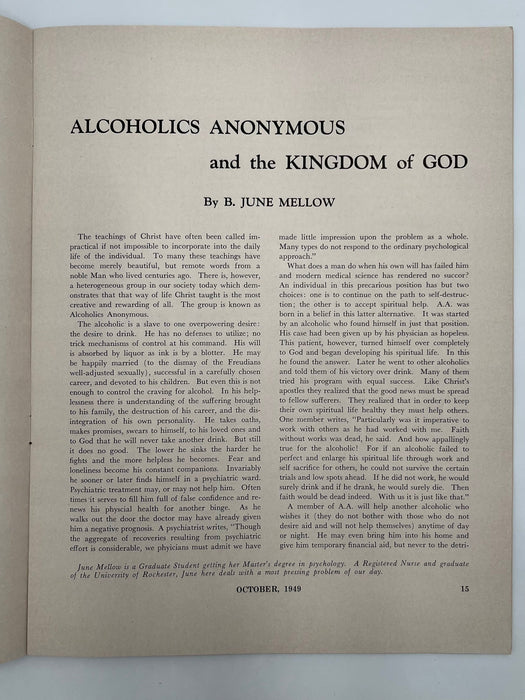 The Beacon - October 1949 - Alcoholics Anonymous and the Kingdom of God Recovery Collectibles
