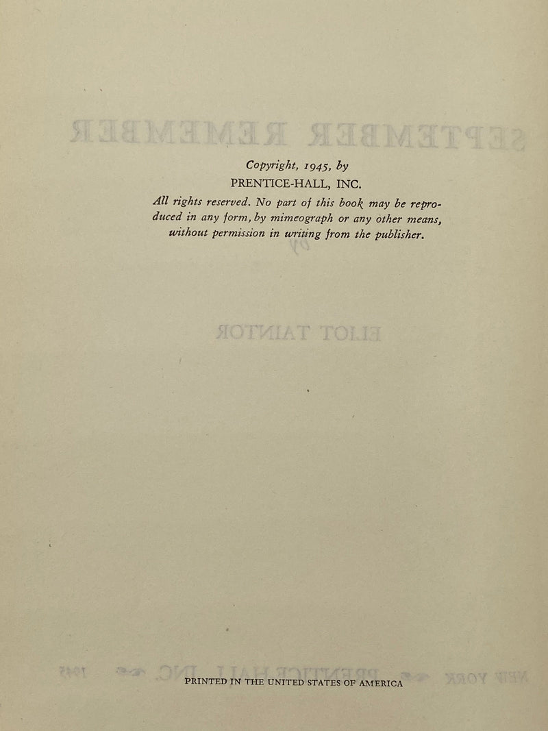September Remember by Eliot Taintor - 1945 - Original Dust Jacket Recovery Collectibles