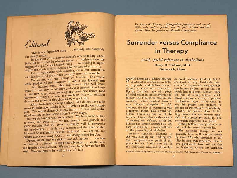 AA Grapevine - September 1953 - Surrender vs Compliance by Harry Tiebout Mark McConnell