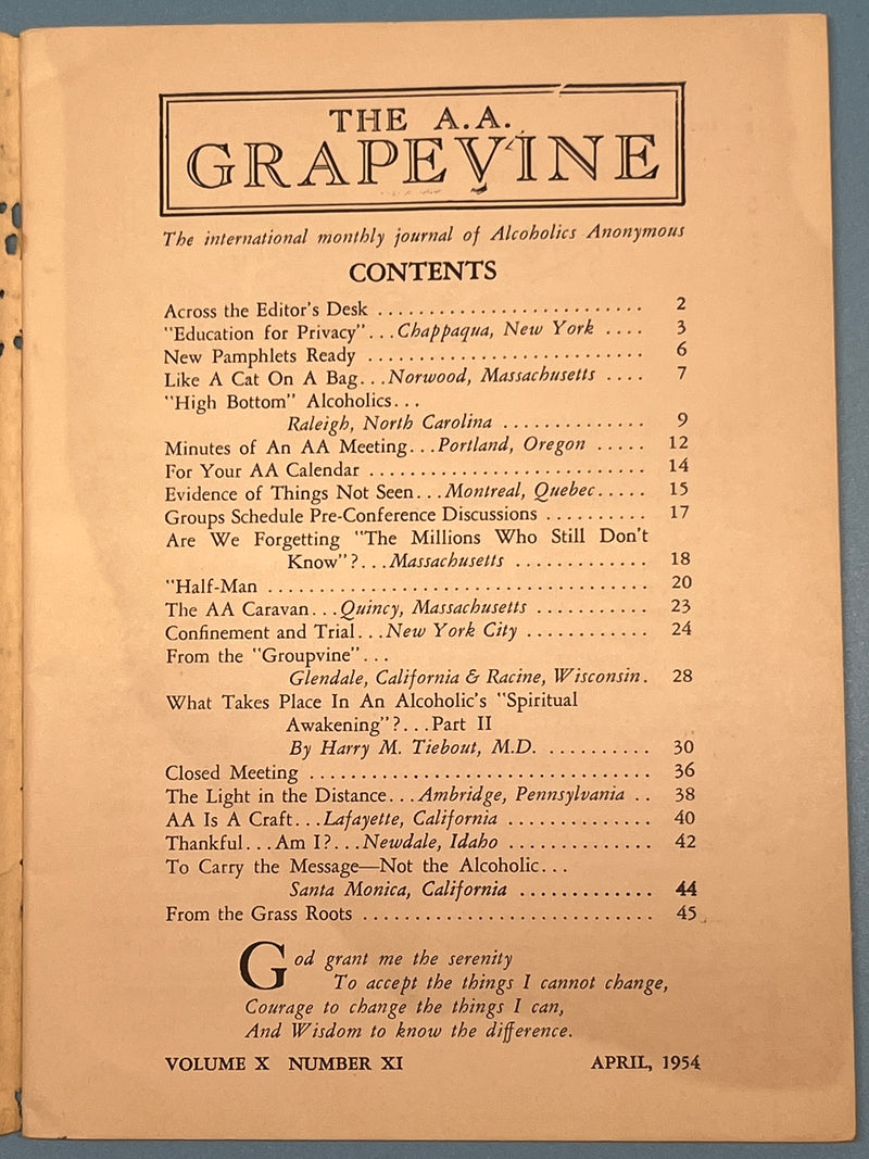 AA Grapevine from April 1954 Mark McConnell