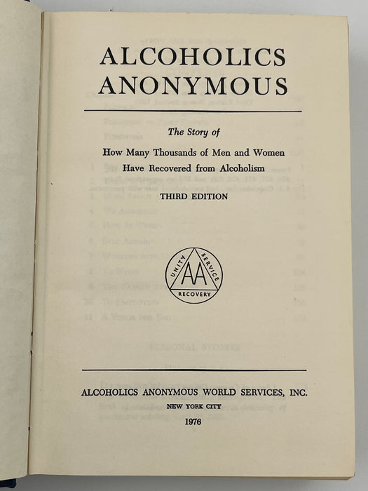Alcoholics Anonymous Third Edition First Printing Big Book with ODJ Recovery Collectibles