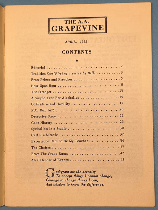 AA Grapevine - April 1952 - Tradition One by Bill Mark McConnell
