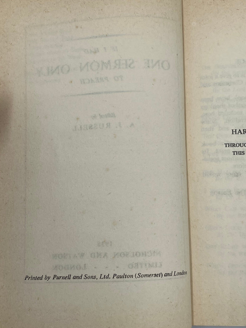 If I Had One Sermon Only To Preach - Edited by A.J. Russell - 1938 Recovery Collectibles
