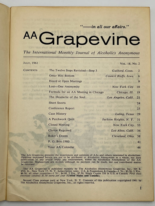 AA Grapevine from July 1961 - The 12 Steps Revisited Mark McConnell