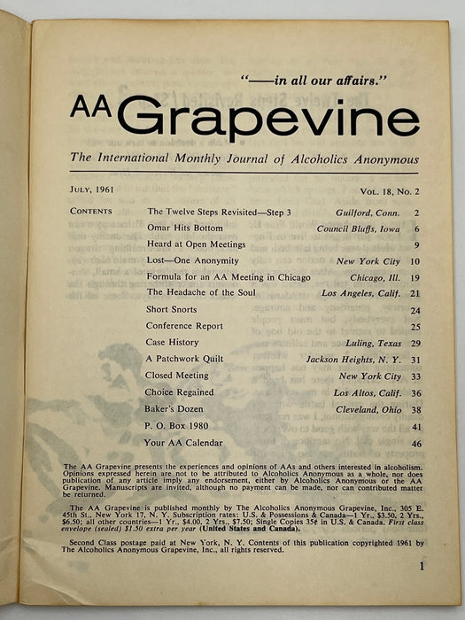 AA Grapevine from July 1961 - The 12 Steps Revisited Mark McConnell