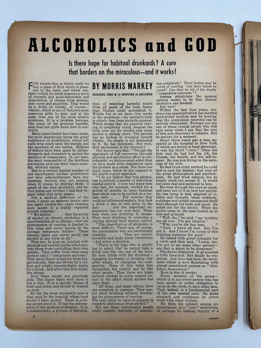 Liberty Magazine - Alcoholics and God from September 1939 Recovery Collectibles