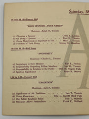 Program for the first Ontario Regional Conference of AA - 1953 Recovery Collectibles