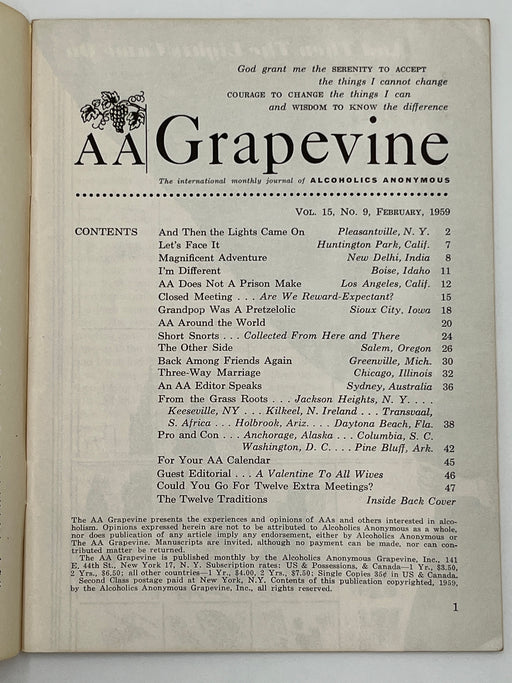 AA Grapevine from February 1959 Mark McConnell