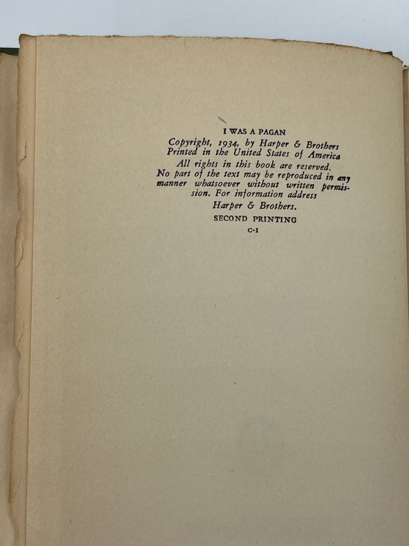 I Was A Pagan by V.C. Kitchen - 2nd Printing - 1934 Recovery Collectibles