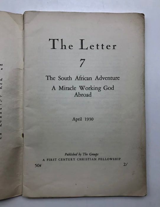 The Letter 7 The South African Adventure 1930 - Oxford Group Mark McConnell