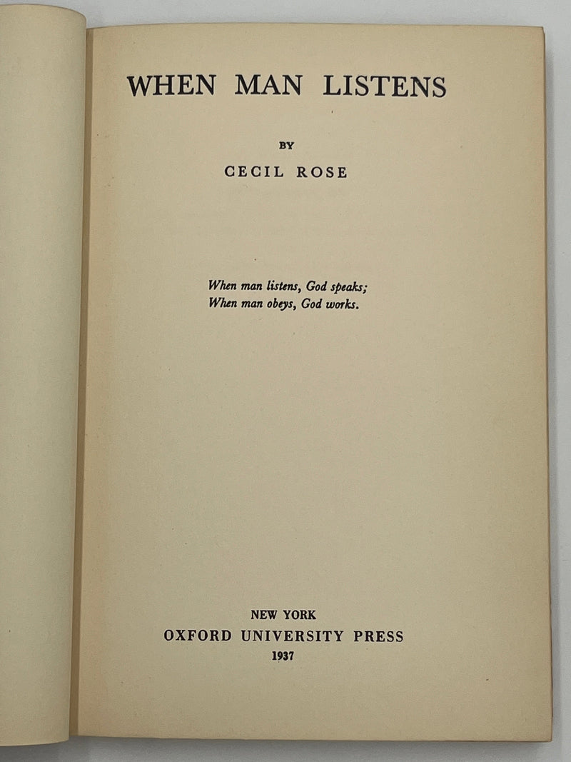 When Man Listens by Cecil Rose - 4th Printing - 1939 Recovery Collectibles