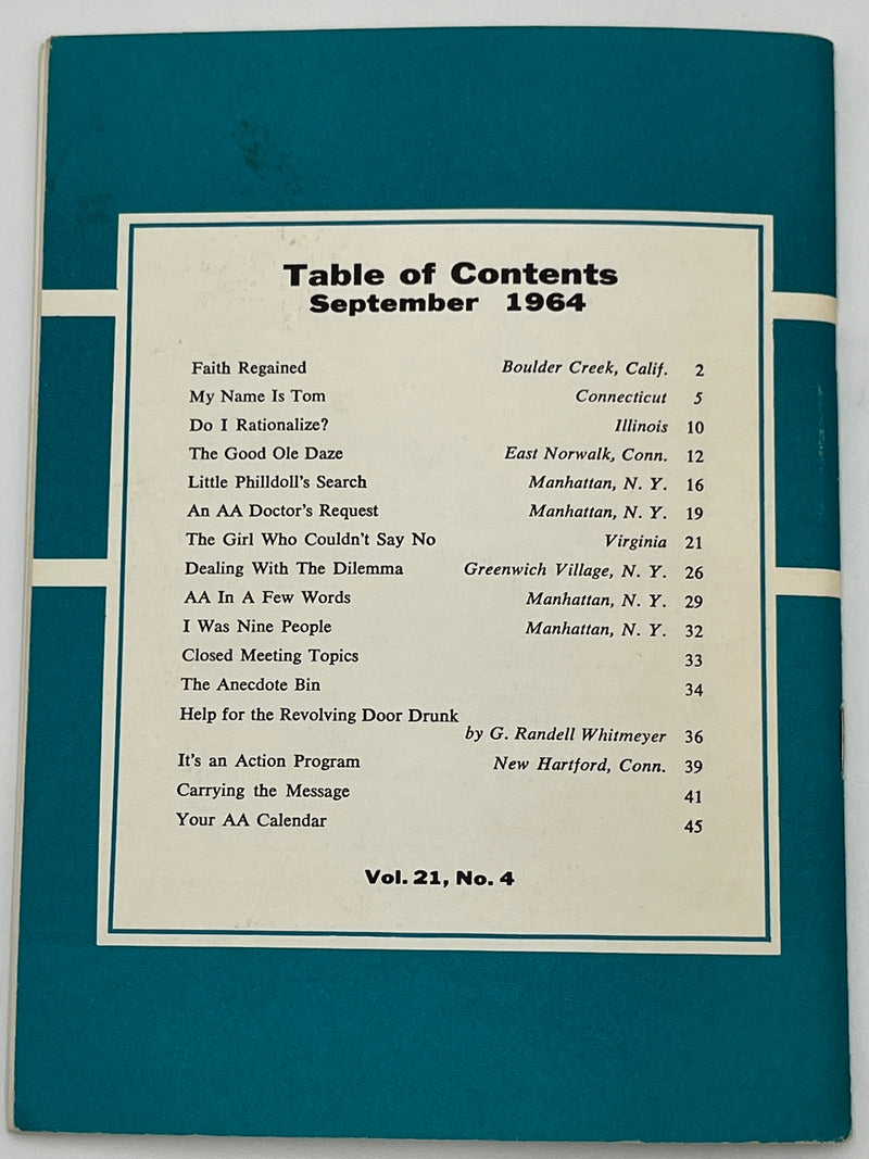 AA Grapevine from September 1964 - Faith Regained Mark McConnell