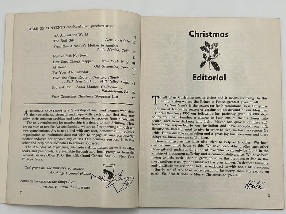 AA Grapevine from December 1958 - Christmas Editorial by Bill Mark McConnell