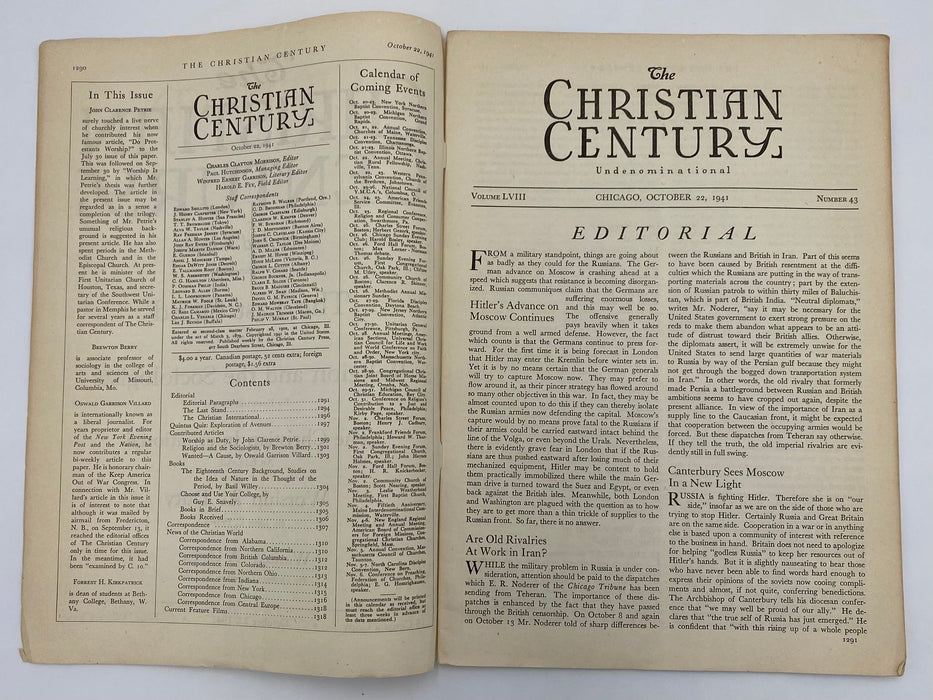 The Christian Century - October 1941 Recovery Collectibles