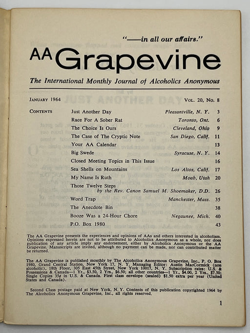 AA Grapevine from January 1964 - Shoemaker Mark McConnell