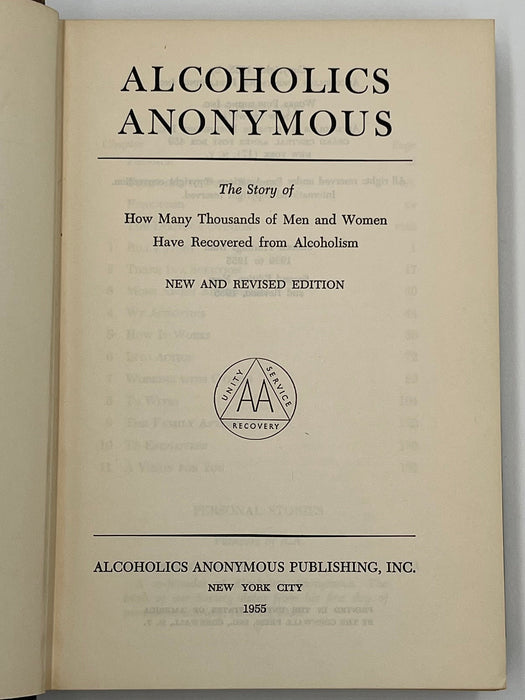 Alcoholics Anonymous Second Edition Big Book 2nd Printing with ODJ Recovery Collectibles