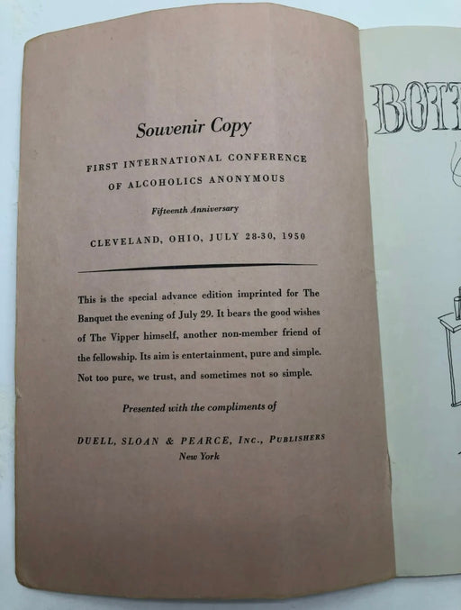 Souvenir Book from 1st International Conference Alcoholics Anonymous 1950 Recovery Collectibles