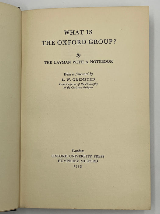 What is The Oxford Group? - First Printing 1933 - ODJ Recovery Collectibles
