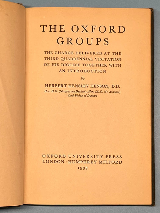 The Oxford Group Movement By Herbert Hensley Henson, D.D. - 1933 - RDJ Recovery Collectibles