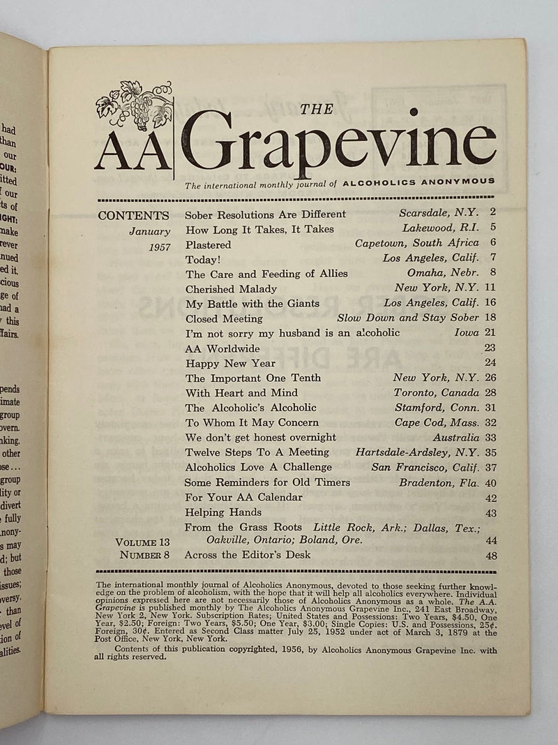 AA Grapevine January 1957 - Sober Resolutions Alabama