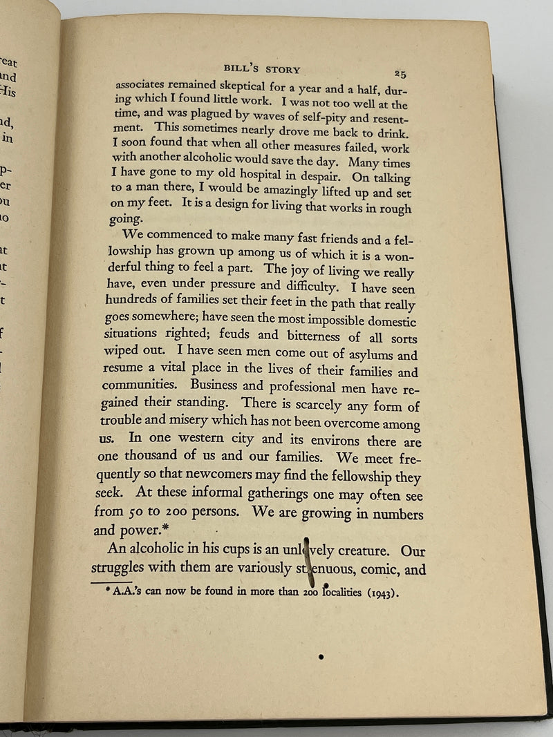 Alcoholics Anonymous First Edition 4th Printing from 1943 - Green - RDJ Recovery Collectibles