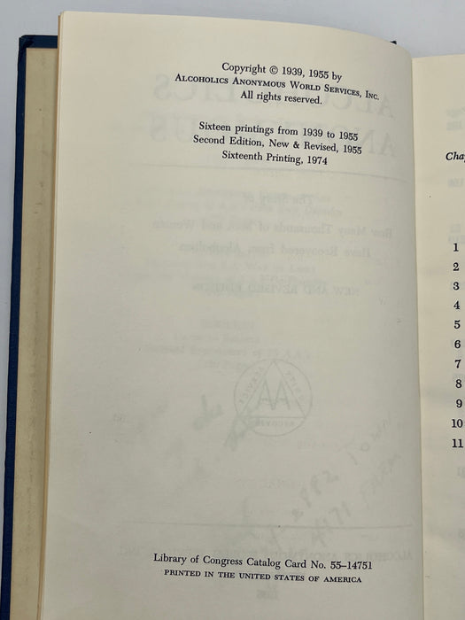Alcoholics Anonymous Second Edition Sixteenth Printing from 1974 Recovery Collectibles