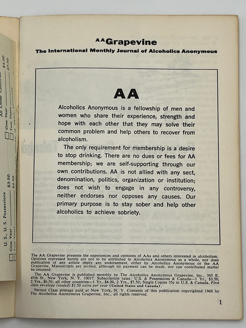 AA Grapevine from April 1968 Mark McConnell