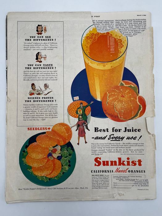 Saturday Evening Post issue from March 1, 1941 - Alcoholics Anonymous Recovery Collectibles