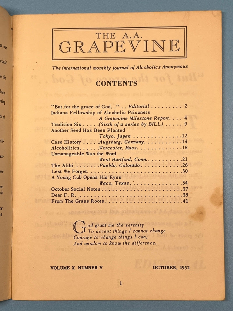AA Grapevine from October 1952 - Tradition Six Mark McConnell