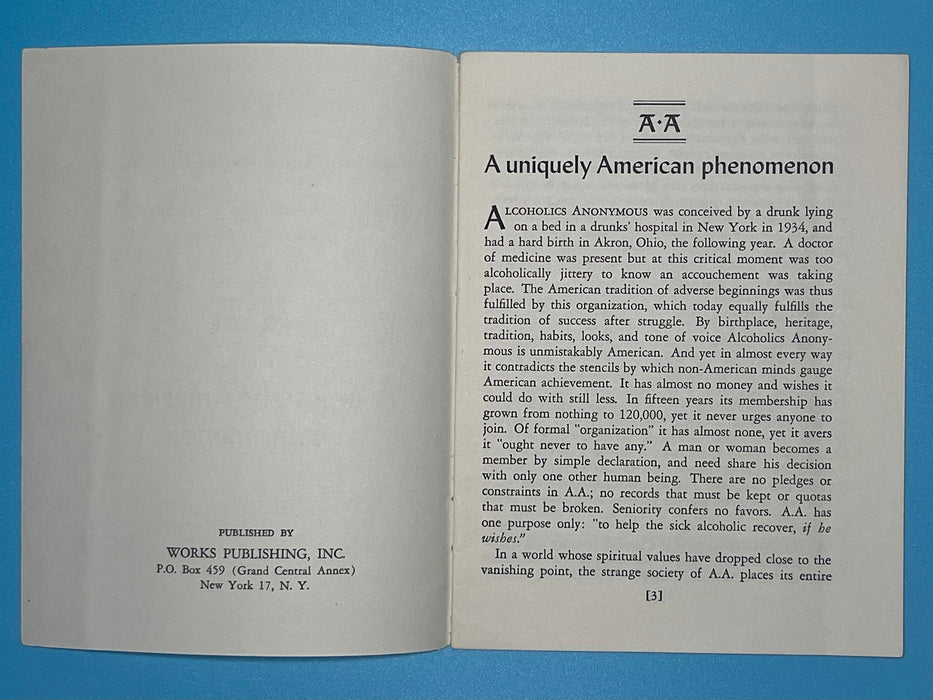 AA - A Uniquely American Phenomenon - AA Pamphlet Recovery Collectibles