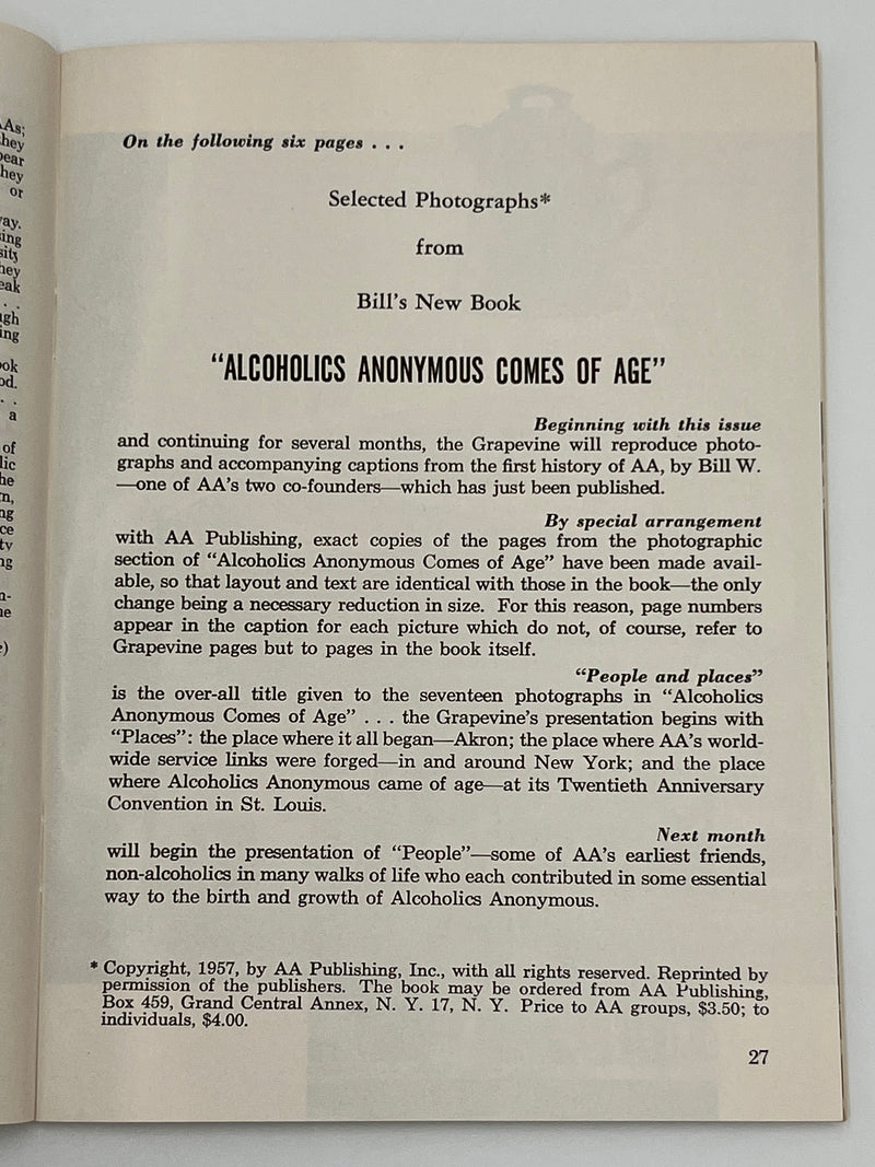 AA Grapevine from October 1957 - AA Comes of Age Mark McConnell