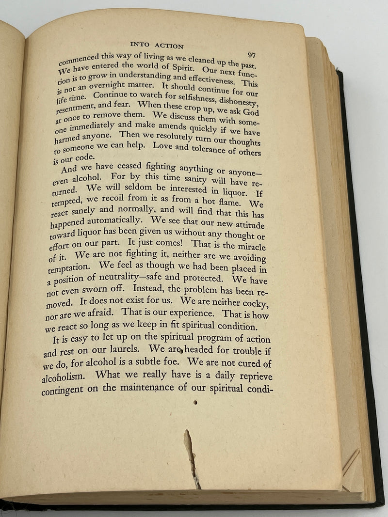 Alcoholics Anonymous First Edition 4th Printing from 1943 - Green - RDJ Recovery Collectibles
