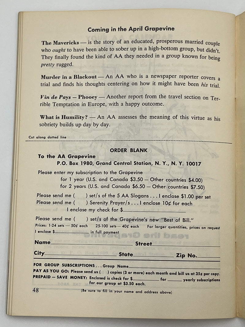 AA Grapevine from March 1966 - Mental Depression Mark McConnell